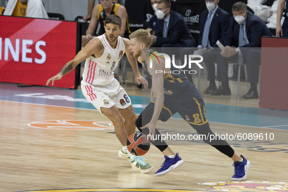 Nicols Laprovittola  of Real Madrid  during the 2020/2021 Turkish Airlines EuroLeague Regular Season Round 3 match between Real Madrid and K...
