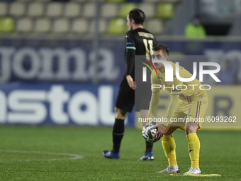 Alexandru Cicaldau of Romania in action during the game during the UEFA Nations League match between Romania v Austria, in Ploiesti, Romania...