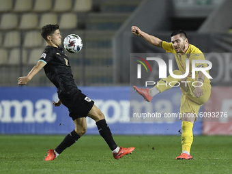 Alin Tosca of Romania in action during the UEFA Nations League match between Romania v Austria, in Ploiesti, Romania, on October 14, 2020. (