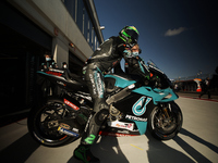 Franco Morbidelli (21) of Italy and Petronas Yamaha SRT during the free practice for the MotoGP of Aragon at Motorland Aragon Circuit on Oct...