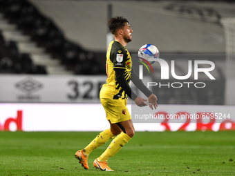 
Kiko Femenia of Watford during the Sky Bet Championship match between Derby County and Watford at the Pride Park, Derby on Friday 16th Octo...