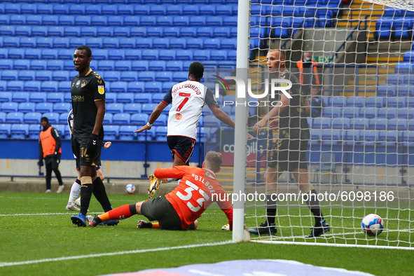  Boltons Nathan Delfounesco scores to make it 1-1  during the Sky Bet League 2 match between Bolton Wanderers and Oldham Athletic at the Ree...