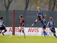 Gloria Marinelli of FC Internazionale celebrates after scoring the his goal during the Women Serie A match between AC Milan and FC Internazi...
