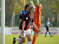 Natasha Khalila Dowie of AC Milan celebrates after scoring the his second goal during the Women Serie A match between AC Milan and FC Intern...