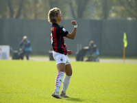 Valentina Giacinti of AC Milan celebrates after scoring the his goal during the Women Serie A match between AC Milan and FC Internazionale a...