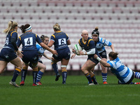 Amy Orrow of Darlington Mowden Park Sharks and Heather Fisher of Worcester Warriors Women during the WOMEN'S ALLIANZ PREMIER 15S match betwe...