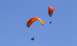 Paragliding Pilot flight on the autumn sky in Danyang, South Korea, on October 19, 2020. T...