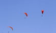 Paragliding Pilot flight on the autumn sky in Danyang, South Korea, on October 19, 2020. T...