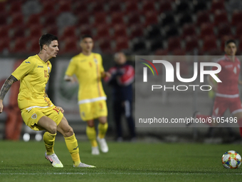 Dennis Man in action during the soccer match between Romania U21 and Malta U21 of the Qualifying Round for the European Under-21 Championshi...