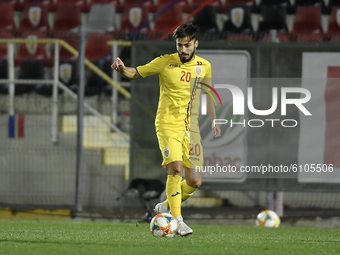 Andrei Ciobanu of Romania in action during the soccer match between Romania U21 and Malta U21 of the Qualifying Round for the European Under...