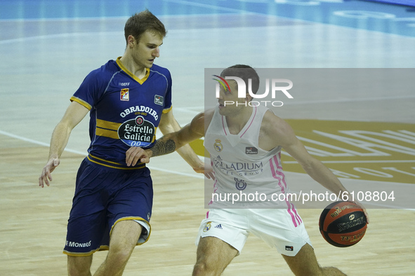 Nicols Laprovittola  of Real Madrid in action during the Spanish league, Liga Endesa ACB, basketball match played between Real Madrid Balonc...
