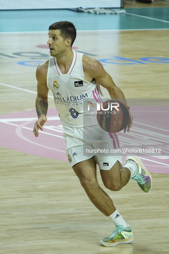 Nicols Laprovittola   of Real Madrid in action during the Spanish league, Liga Endesa ACB, basketball match played between Real Madrid Balon...