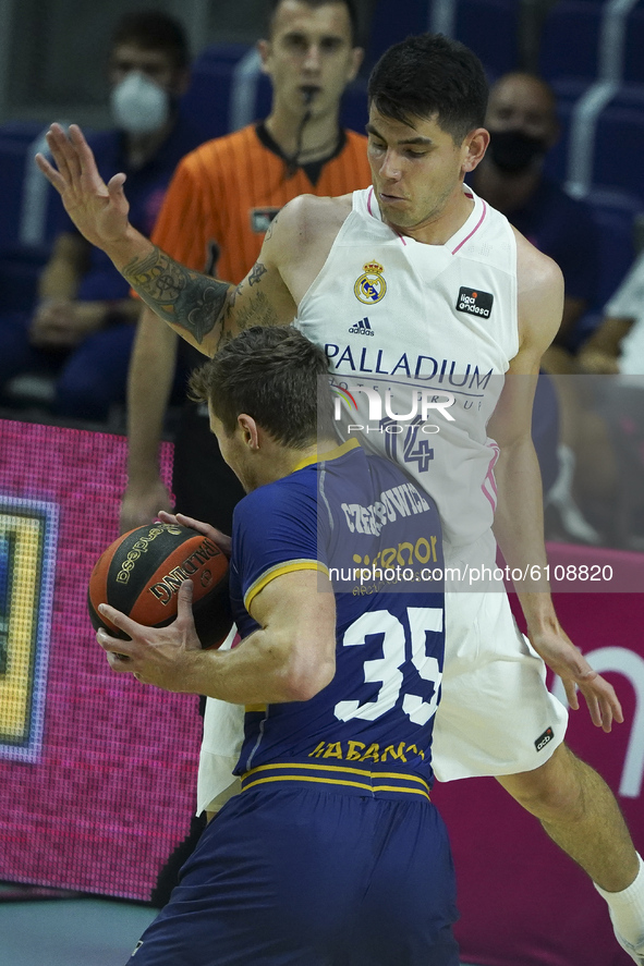 Gabriel Deck   of Real Madrid in action during the Spanish league, Liga Endesa ACB, basketball match played between Real Madrid Baloncesto a...
