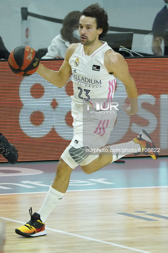 Sergio Llull    of Real Madrid in action during the Spanish league, Liga Endesa ACB, basketball match played between Real Madrid Baloncesto...