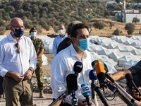 Immigration and Asylum  Minister of Greece Notis Mitarachi is talking to the media. The president of the European Council Charles Michel vis...