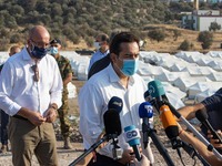 Immigration and Asylum  Minister of Greece Notis Mitarachi is talking to the media. The president of the European Council Charles Michel vis...