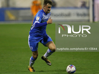   Scott Quigley of Barrow in action during the Sky Bet League 2 match between Barrow and Bolton Wanderers at the Holker Street, Barrow-in-Fu...