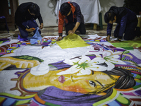 The Rucal brothers are making a giant kite in Sumpango Sacatepequez, 60 kilometers west of Guatemala City, on Thursday, October 22, 2020. Th...