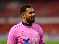 
Cyrus Christie of Nottingham Forest warms up ahead of kick-off during the Sky Bet Championship match between Nottingham Forest and Derby Co...