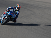 Alex Rins (42) of Spain and Team Suzuki Ecstar during the qualifying for the MotoGP of Teruel at Motorland Aragon Circuit on October 24, 202...