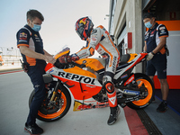 Stefan Bradl (6) of Germany Repsol Honda Team during the qualifying for the MotoGP of Teruel at Motorland Aragon Circuit on October 24, 2020...