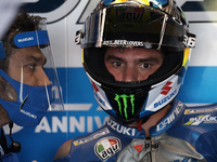 Joan Mir (36) of Spain and Team Suzuki Ecstar during the qualifying for the MotoGP of Teruel at Motorland Aragon Circuit on October 24, 2020...