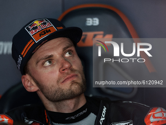 Brad Binder (33) of Republic of South Africa and Red Bull KTM Factory Racing during the qualifying for the MotoGP of Teruel at Motorland Ara...
