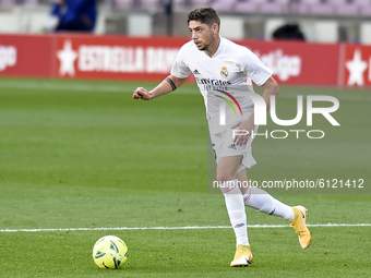 Fede Valverde during the match between FC Barcelona and Real Madrid CF, corresponding to the week 7 of the Liga Santander, played at the Cam...