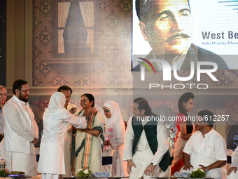 Indian Smt.Mamata Banerjee Chief Minister of West Bengal and Pakistani Janab Walid Iqbal during West Bengal Urdu Academy Present "Saare Jaha...