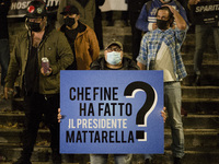   Bartenders stage a protest against latest Coronavirus restrictions in Trilussa square as Italy is facing a surge in the coronavirus diseas...