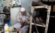 Employee specializing in shoes industry in the hand-made shoe factory ( in Nablus of West...