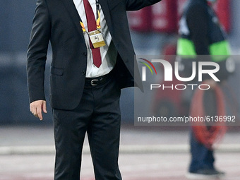 Stamen Belcev manager of CSKA-Sofia gestures during the UEFA Europa League Group A stage match between AS Roma and CSKA Sofia at Stadio Olim...