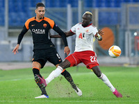 Chris Smalling of AS Roma and Ali Sowe of CSKA-Sofia compete for the ball during the UEFA Europa League Group A stage match between AS Roma...