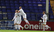Gary Warren of Torquay United celebrates after scoring their fifth goal during the Vanaram...