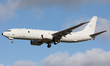 A Royal Air Force P8 Poseidon lands at Newcastle Airport on 8th October 2020  