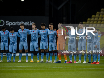 WATFOrD, ENGLAND. NOVEMBER 7TH  Coventry City observe a minute silence  during the Sky Bet Championship match between Watford and Coventry C...