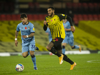 Etienne Capoue of Watford and Gustavo Hamer of Coventry City  during the Sky Bet Championship match between Watford and Coventry City at Vic...