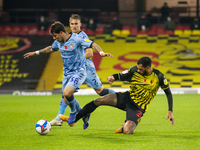 Etienne Capoue of Watfordand Gustavo Hamer of Coventry City  during the Sky Bet Championship match between Watford and Coventry City at Vica...