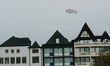 a hot ballon with message ''stay home'' is seen flying, in Cologne, Germany, on November 1...
