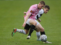 Jarrett Rivers of Darlington in action with Edward Jones of AFC Telford    during the Vanarama National League North match between Darlingto...