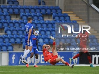 Leyton Orients Conor Wilkinson attempts overhead kick  during the Sky Bet League 2 match between Colchester United and Leyton Orient at the...