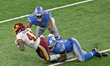 Washington Football Team running back J.D. McKissic (41) is tackled by Detroit Lions outsi...