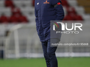   Hartlepool manager, Dave Challinor  during the Vanarama National League match between Hartlepool United and Wrexham at Victoria Park, Hart...