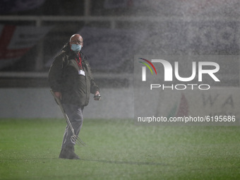  Hartlepool United head groundsman David Brown during the Vanarama National League match between Hartlepool United and Wrexham at Victoria P...