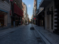 Ermou street is empty due to lockdown, in Athens, Greece, on November 23, 2020 amid teh Covid-19 pandemic. (