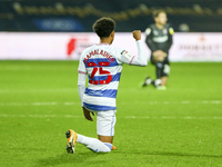 QPR's Niko Hamalainen takes the knee during the Sky Bet Championship match between Queens Park Rangers and Rotherham United at Loftus Road S...