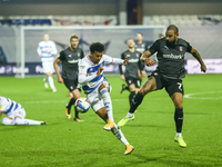QPRs Niko Hamalainen wins a challege during the Sky Bet Championship match between Queens Park Rangers and Watford at Loftus Road Stadium, L...