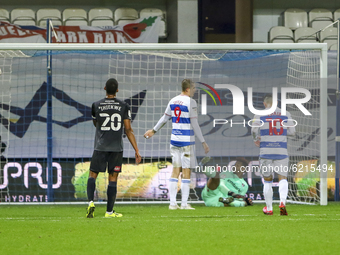 QPRs Lyndon Dykes scores a penalty during the Sky Bet Championship match between Queens Park Rangers and Rotherham United at Loftus Road Sta...