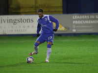   Bradley Barry of Barrow during the Sky Bet League 2 match between Barrow and Oldham Athletic at the Holker Street, Barrow-in-Furness on T...