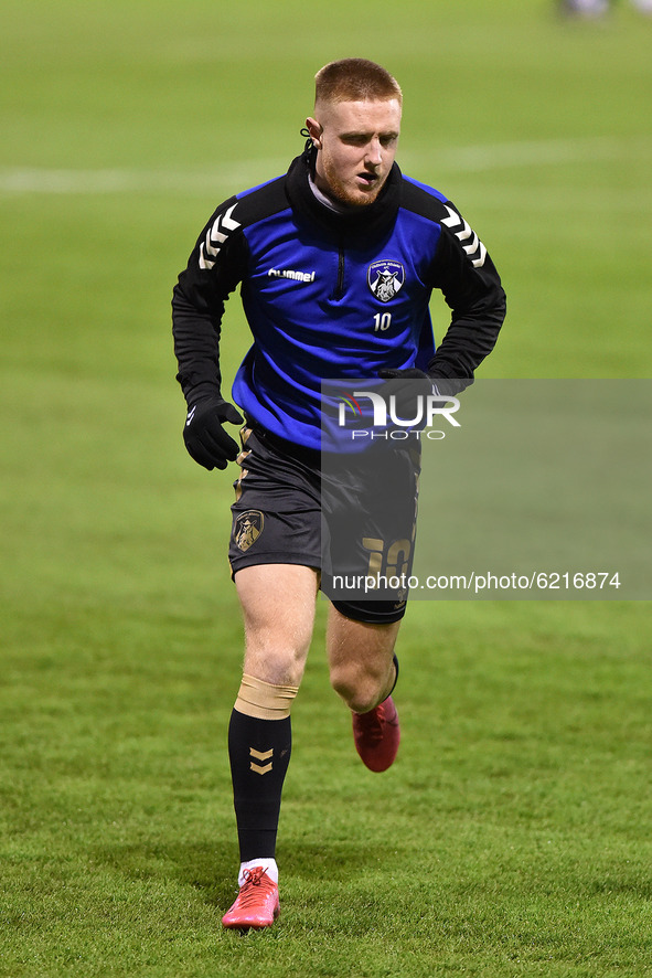   Oldham Athletic's Davis Keillor-Dunn warming up before the Sky Bet League 2 match between Barrow and Oldham Athletic at the Holker Street,...